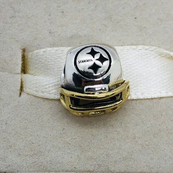 🧜🏾♀️🎀Pandora NFL Pittsburgh Steelers Football Helmet Charm - Picture 1 of 9